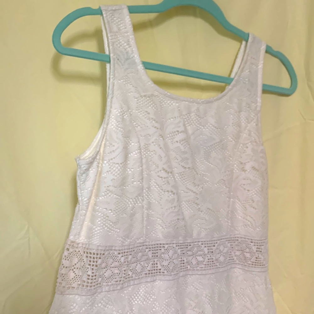 Size large knee-length cream colored lace-top dress